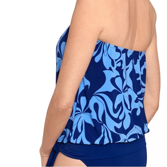 🔵 65 Bal Harbour Convertible Blouson Swimsuit Top NWT 3X strapless Tankini style - Picture 3 of 10